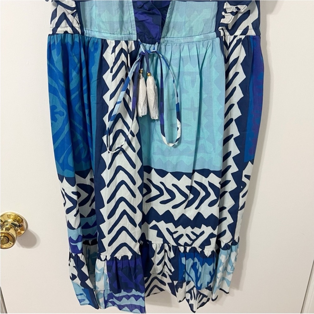 Figue Denissa NWT RARE Ruffle Tassel Drawstring Abstract Print Mini Dress Summer - Picture 5 of 15